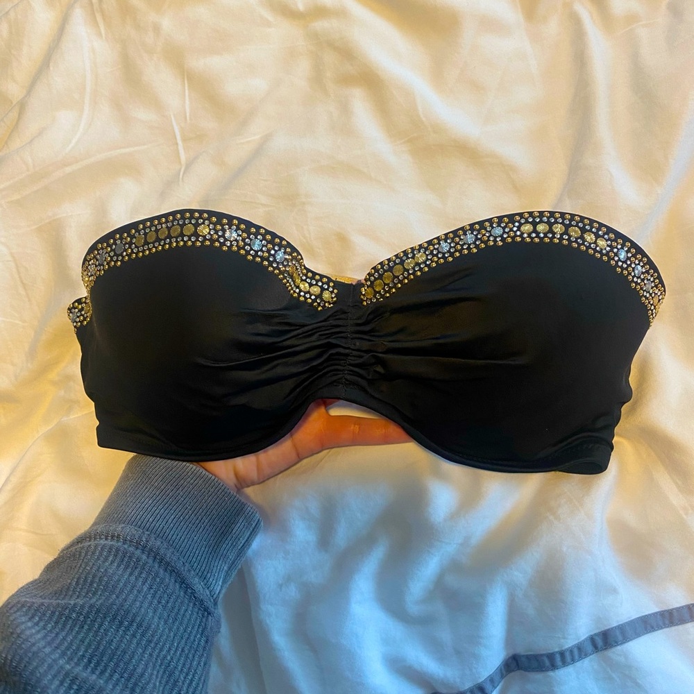 Victorias Secret rhinestone bandeau top with strappy back. Only worn twice -36D